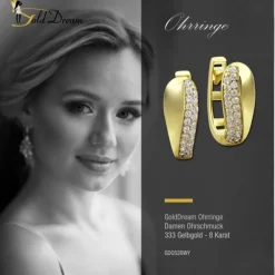 GoldDream Creole Glamour Zirkonia weiß Ohrring 333 Gold Echtschmuck GDO526WY