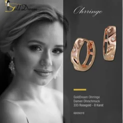GoldDream Creole Glamour Zirkonia Ohrring 333er Rosegold Echtschmuck GDO5031E