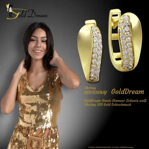 GoldDream Creole Glamour Zirkonia weiß Ohrring 333 Gold Echtschmuck GDO526WY