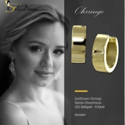 GoldDream Creole Glanz 13mm Ohrring 333er Gelbgold Echtschmuck GDO5668Y