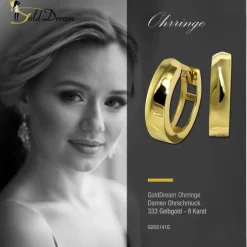 GoldDream Creole glanz 13mm Ohrring 333er Gelbgold Echtschmuck GDO5141G