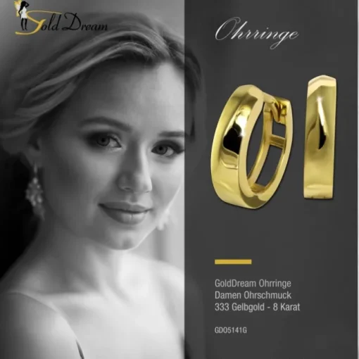 GoldDream Creole glanz 13mm Ohrring 333er Gelbgold Echtschmuck GDO5141G