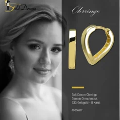 GoldDream Creole Herz 16mm Ohrring 333er Gelbgold Echtschmuck GDO5681Y