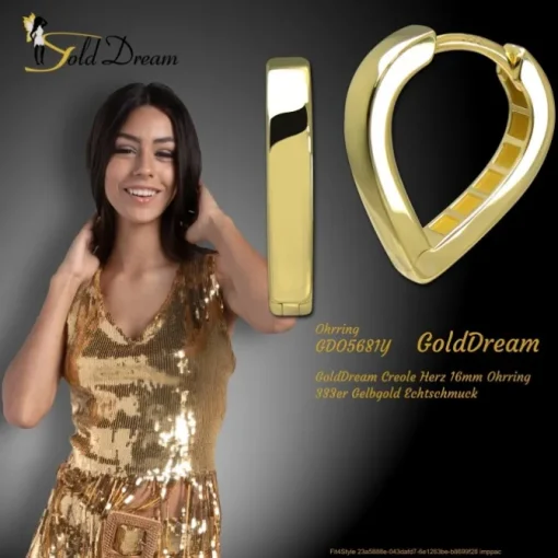 GoldDream Creole Herz 16mm Ohrring 333er Gelbgold Echtschmuck GDO5681Y