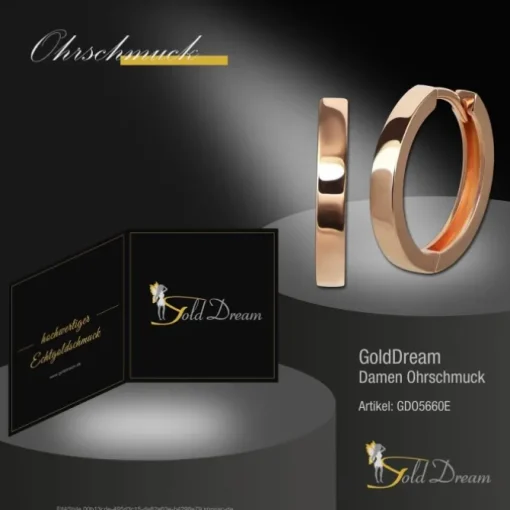 GoldDream Creole massiv Glanz 16mm Ohrring 333er Roségold Echtschmuck GDO5660E