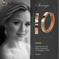 GoldDream Creole massiv Glanz 16mm Ohrring 333er Roségold Echtschmuck GDO5660E