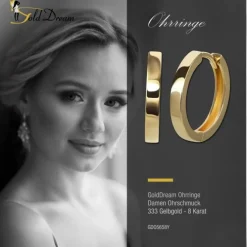 GoldDream Creole massiv Glanz 20mm Ohrring 333er Gelbgold Echtschmuck GDO5658Y