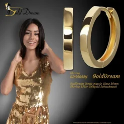 GoldDream Creole massiv Glanz 20mm Ohrring 333er Gelbgold Echtschmuck GDO5658Y