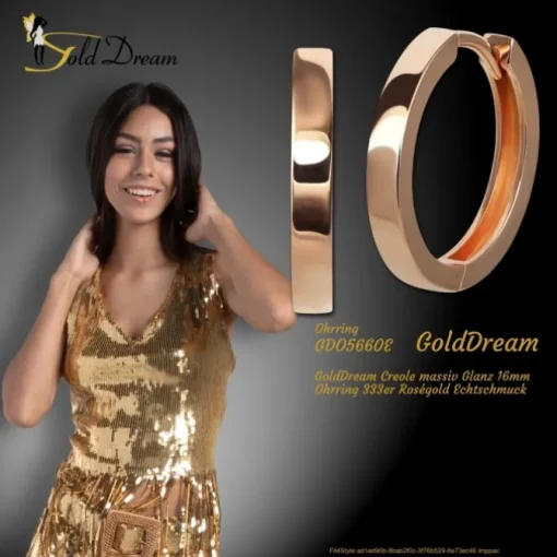 GoldDream Creole massiv Glanz 16mm Ohrring 333er Roségold Echtschmuck GDO5660E