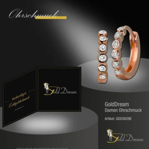 GoldDream Creole mit weißen Zirkonia Ohrring 333er Roségold GDO5628E