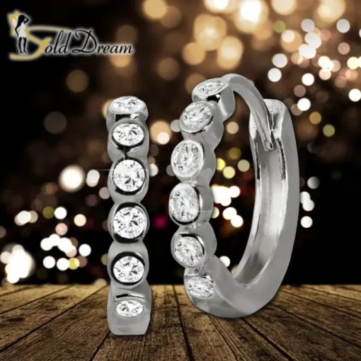 GoldDream Creole mit weißen Zirkonia Ohrring 333er Weißgold GDO5628J