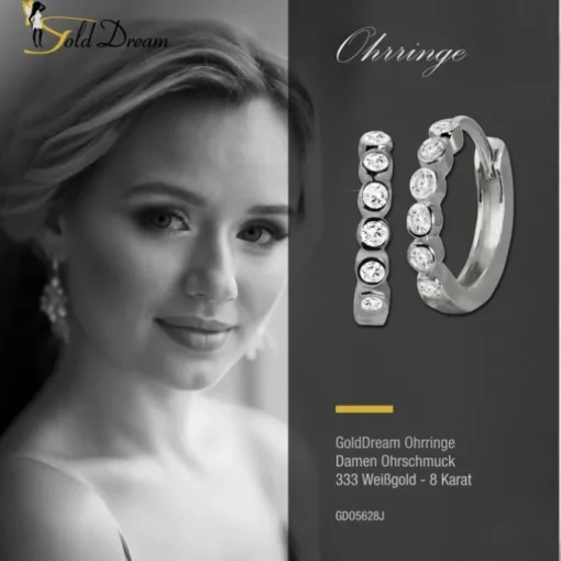 GoldDream Creole mit weißen Zirkonia Ohrring 333er Weißgold GDO5628J