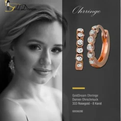 GoldDream Creole mit weißen Zirkonia Ohrring 333er Roségold GDO5628E