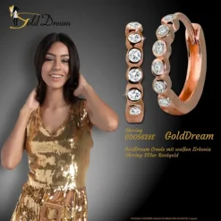 GoldDream Creole mit weißen Zirkonia Ohrring 333er Roségold GDO5628E
