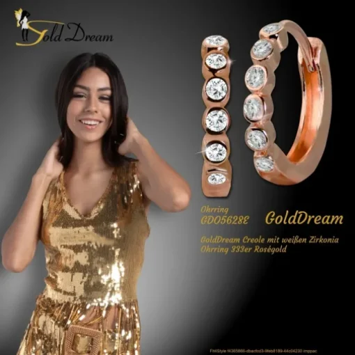 GoldDream Creole mit weißen Zirkonia Ohrring 333er Roségold GDO5628E