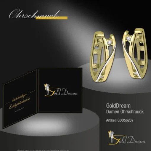 GoldDream Creole Modern Zirkonia bicolor Ohrring 333 Gold Echtschmuck GDO5626Y