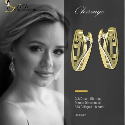 GoldDream Creole Modern Zirkonia bicolor Ohrring 333 Gold Echtschmuck GDO5626Y