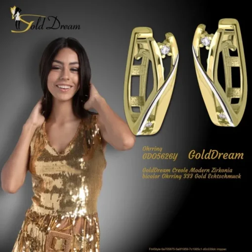GoldDream Creole Modern Zirkonia bicolor Ohrring 333 Gold Echtschmuck GDO5626Y
