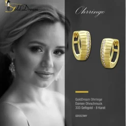 GoldDream Creole Muster Zirkonia weiß Ohrring 333 Gold Echtschmuck GDO523WY