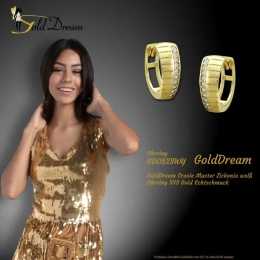 GoldDream Creole Muster Zirkonia weiß Ohrring 333 Gold Echtschmuck GDO523WY