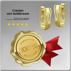 GoldDream Creole oval Line Zirkonia weiß Ohrring 333 Gold Echtschmuck GDO524WY
