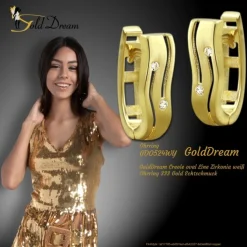GoldDream Creole oval Line Zirkonia weiß Ohrring 333 Gold Echtschmuck GDO524WY