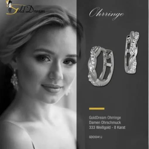 GoldDream Creole Ranke Zirkonia Ohrring 333 Weißgold GDO5041J
