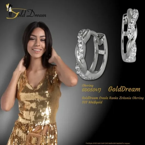 GoldDream Creole Ranke Zirkonia Ohrring 333 Weißgold GDO5041J
