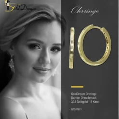 GoldDream Creole Shape 25mm Ohrring 333er Gelbgold Echtschmuck GDO5701Y