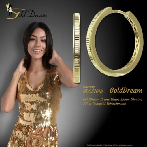 GoldDream Creole Shape 25mm Ohrring 333er Gelbgold Echtschmuck GDO5701Y