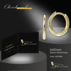 GoldDream Creole Shine 15mm Ohrring 333er Gelbgold Echtschmuck GDO5698Y