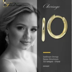 GoldDream Creole Shine 15mm Ohrring 333er Gelbgold Echtschmuck GDO5698Y