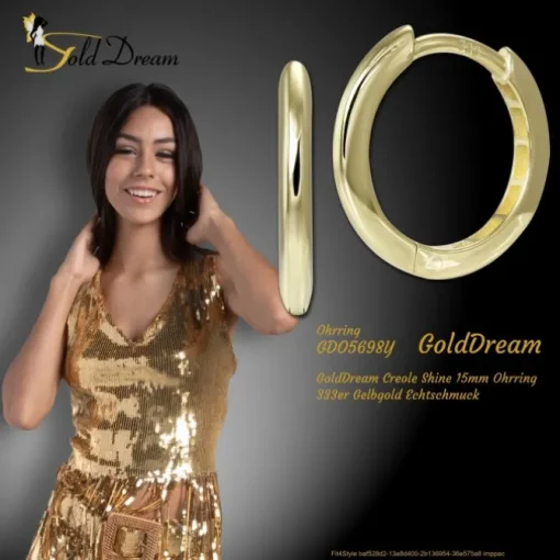 GoldDream Creole Shine 15mm Ohrring 333er Gelbgold Echtschmuck GDO5698Y