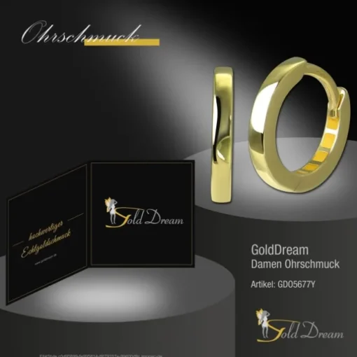 GoldDream Creole Simple 13mm Ohrring 333er Gelbgold Echtschmuck GDO5677Y