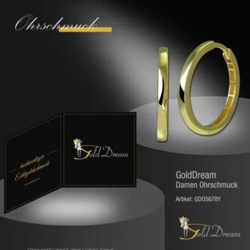 GoldDream Creole Simple 21mm Ohrring 333er Gelbgold Echtschmuck GDO5678Y