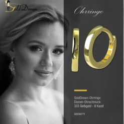 GoldDream Creole Simple 13mm Ohrring 333er Gelbgold Echtschmuck GDO5677Y