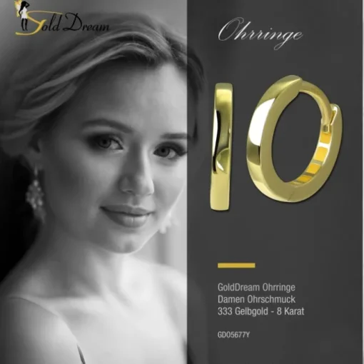 GoldDream Creole Simple 13mm Ohrring 333er Gelbgold Echtschmuck GDO5677Y