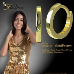 GoldDream Creole Simple 13mm Ohrring 333er Gelbgold Echtschmuck GDO5677Y
