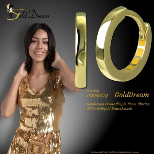 GoldDream Creole Simple 13mm Ohrring 333er Gelbgold Echtschmuck GDO5677Y
