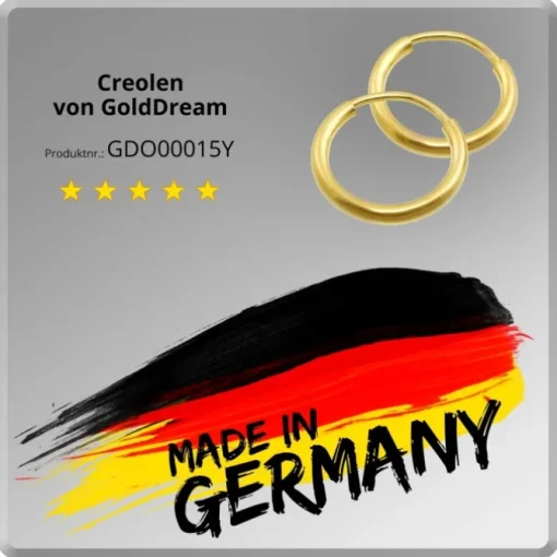 GoldDream Creole Simply 15mm Ohrring 333 Gelbgold Echtschmuck GDO00015Y