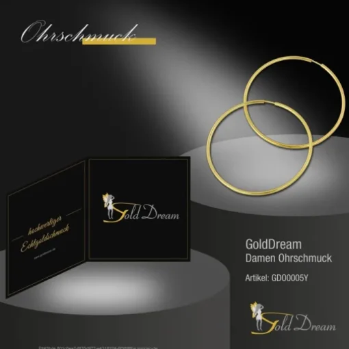 GoldDream Creole Simply 50mm Ohrring 333 Gelbgold Echtschmuck GDO0005Y