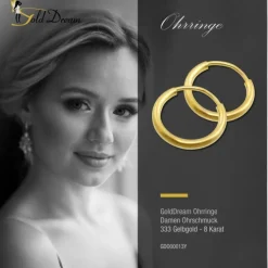 GoldDream Creole Simply 13mm Ohrring 333 Gelbgold Echtschmuck GDO00013Y