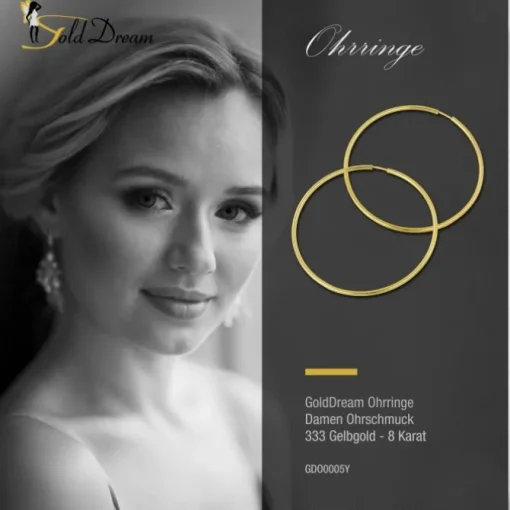 GoldDream Creole Simply 50mm Ohrring 333 Gelbgold Echtschmuck GDO0005Y