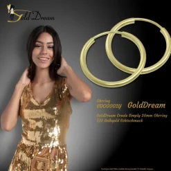GoldDream Creole Simply 20mm Ohrring 333 Gelbgold Echtschmuck GDO0002Y