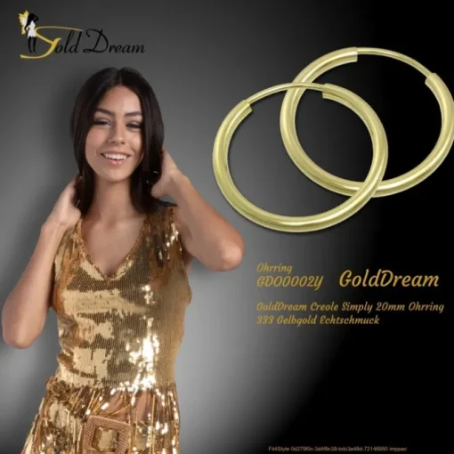 GoldDream Creole Simply 20mm Ohrring 333 Gelbgold Echtschmuck GDO0002Y
