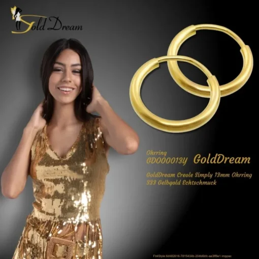 GoldDream Creole Simply 13mm Ohrring 333 Gelbgold Echtschmuck GDO00013Y