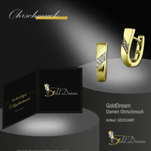 GoldDream Creole Trapez Zirkonia Ohrring 333 Gelbgold Echtschmuck GDO534WY