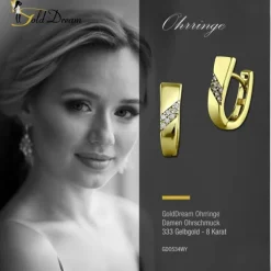 GoldDream Creole Trapez Zirkonia Ohrring 333 Gelbgold Echtschmuck GDO534WY