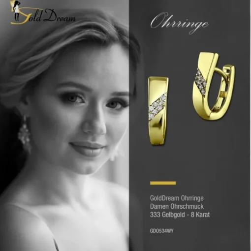 GoldDream Creole Trapez Zirkonia Ohrring 333 Gelbgold Echtschmuck GDO534WY