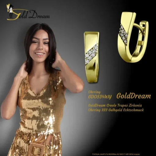 GoldDream Creole Trapez Zirkonia Ohrring 333 Gelbgold Echtschmuck GDO534WY